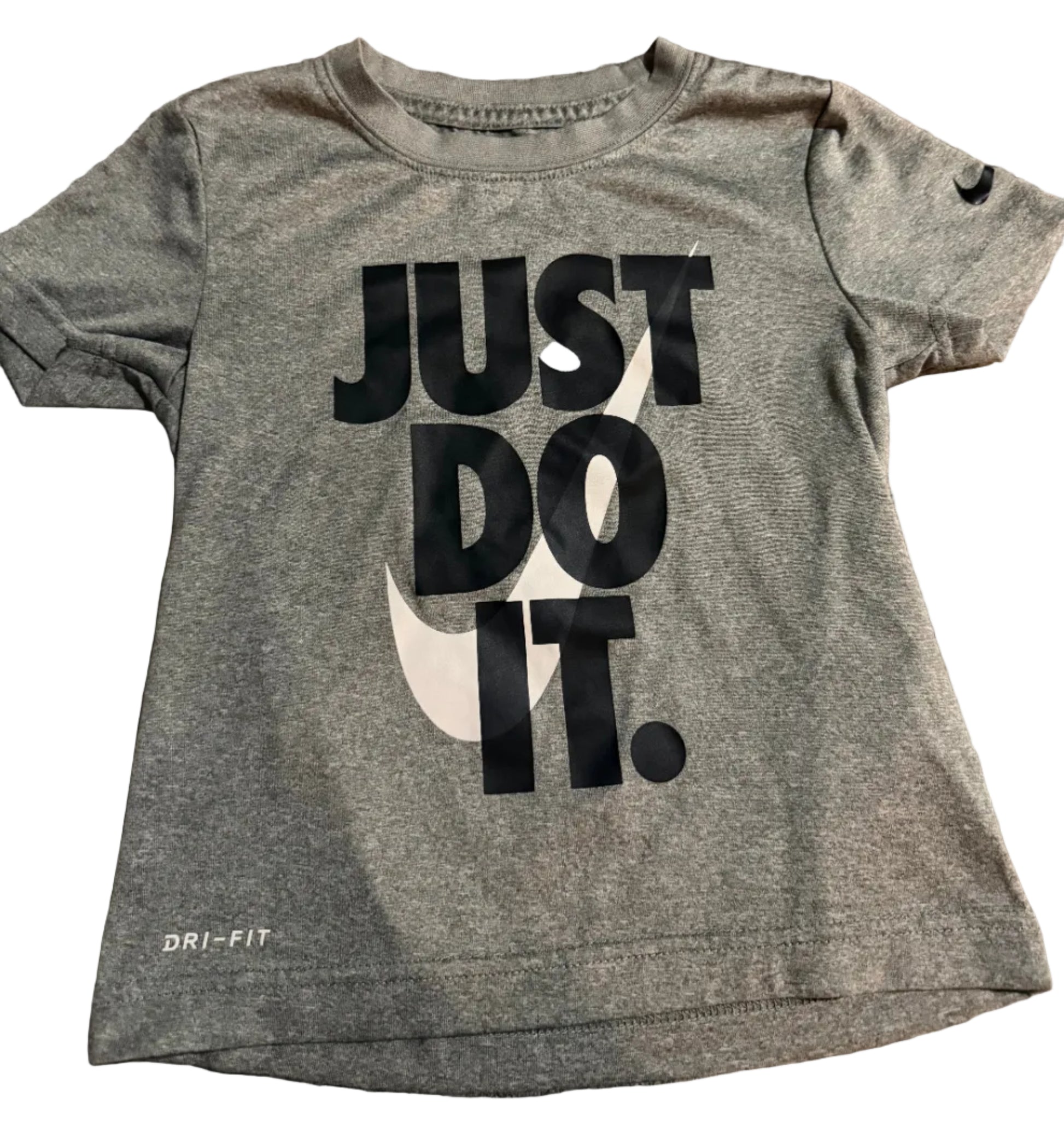 Gray t-shirt with 'Just Do It' graphic