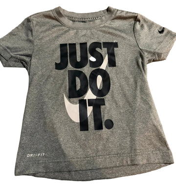 Gray t-shirt with 'Just Do It' graphic