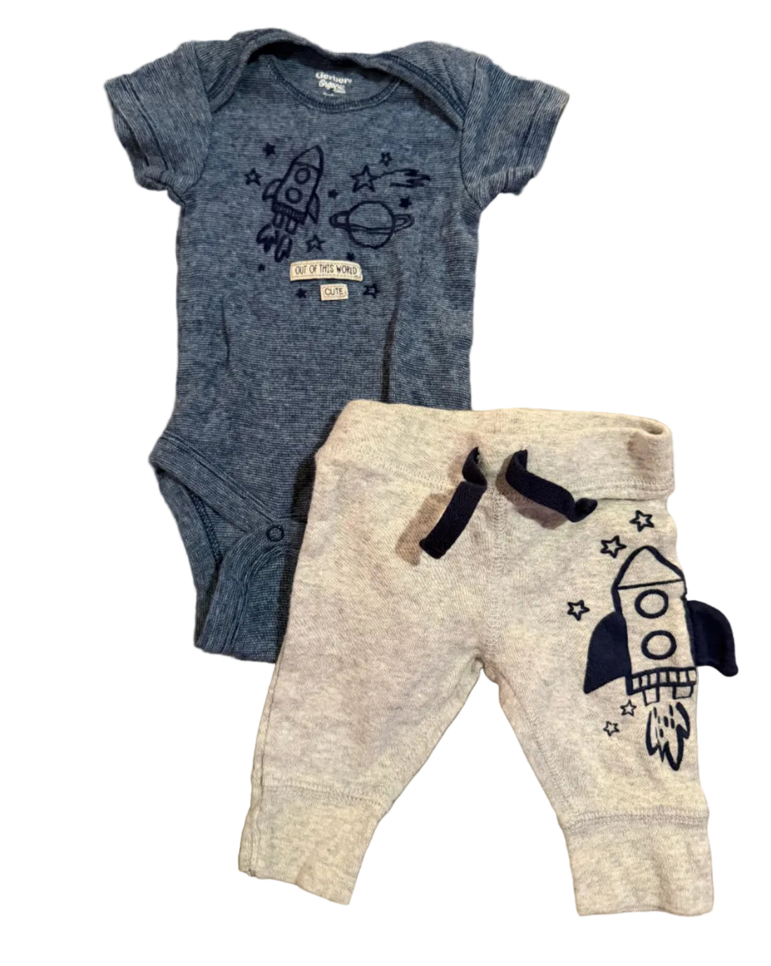 ONESIE AND PANT SET with rocket design