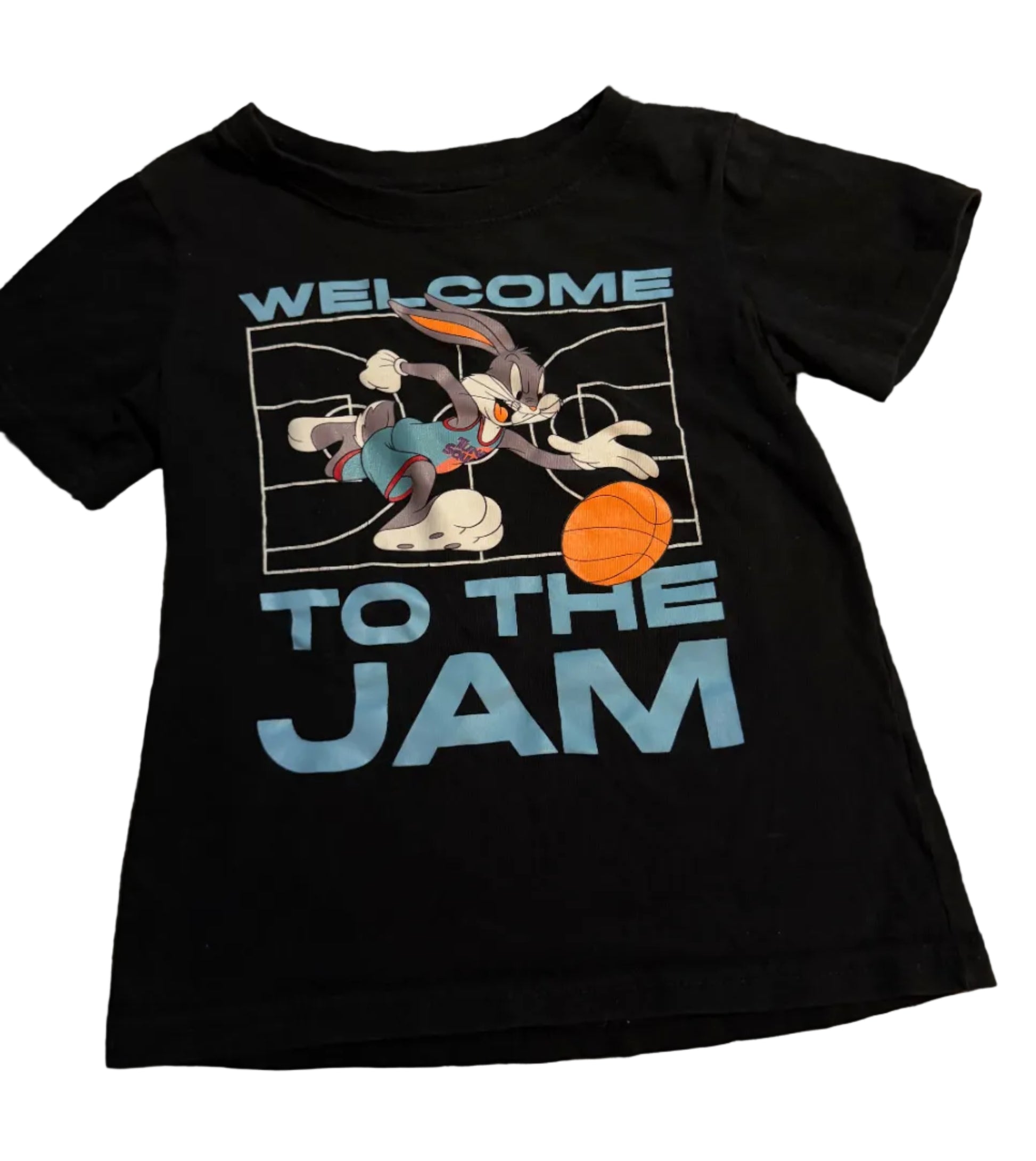 Black t-shirt with cartoon design and 'Welcome to the Jam' 