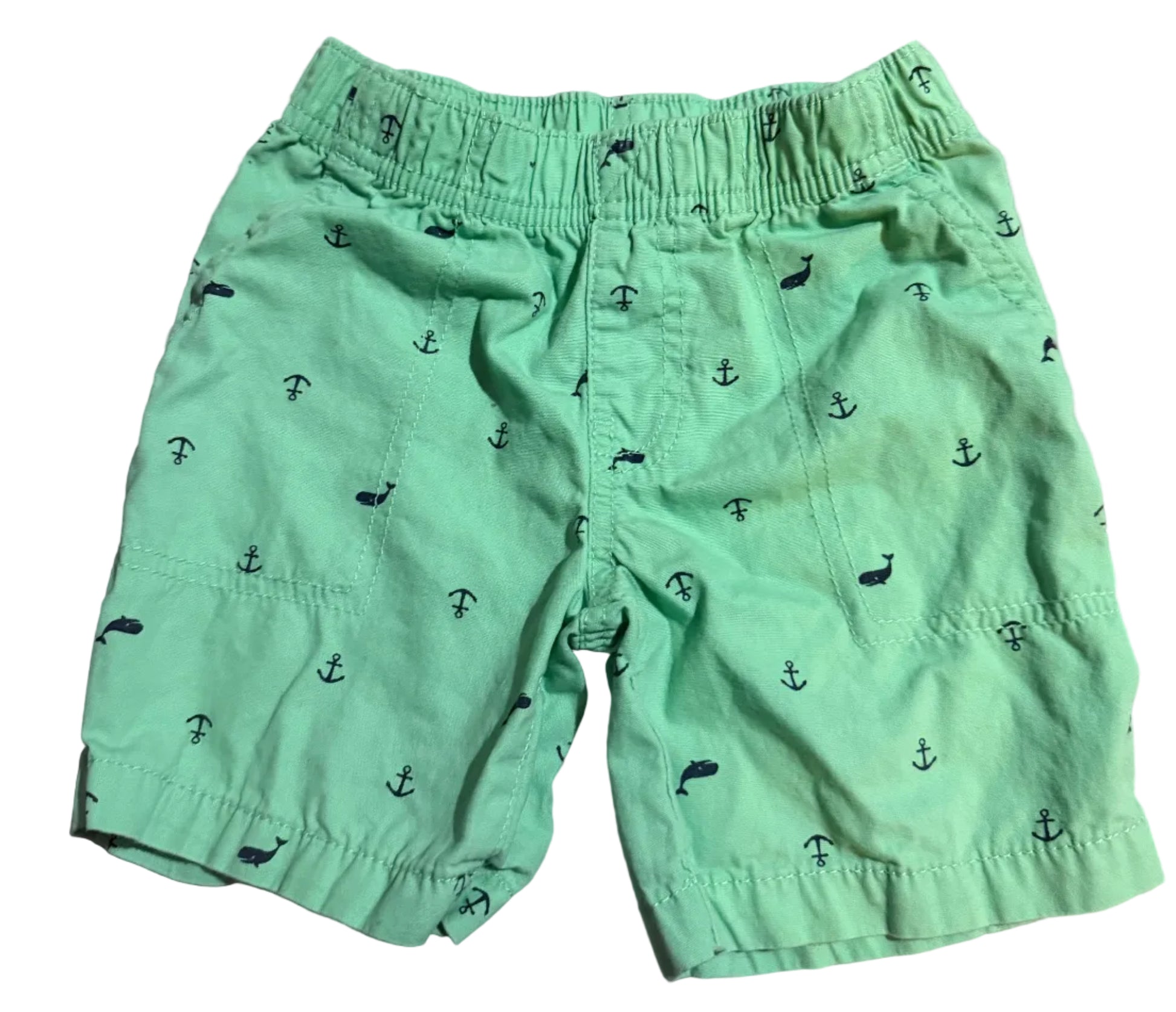 Green shorts with anchor pattern 