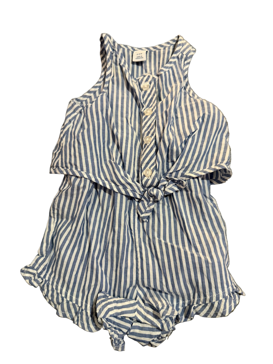 BLUE AND WHITE STRIPED ROMPER