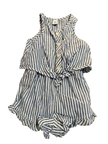 BLUE AND WHITE STRIPED ROMPER