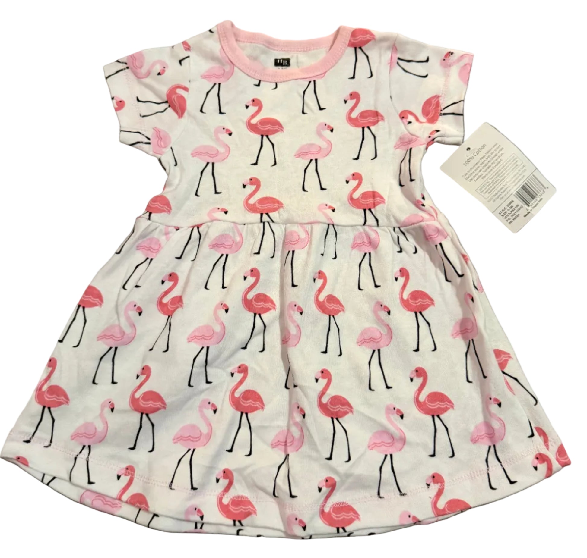 Baby dress with flamingo pattern