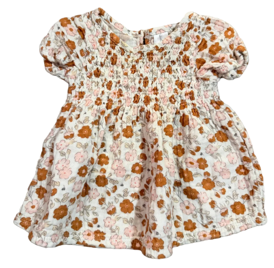 Floral dress with brown and pink flowers 