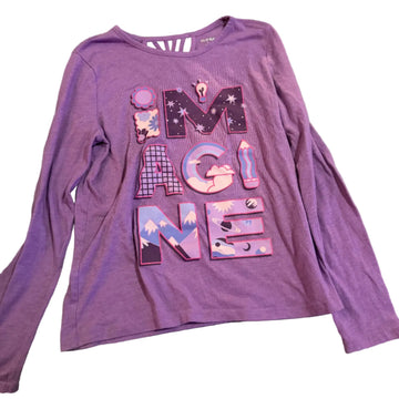 Purple long-sleeve shirt with graphic design